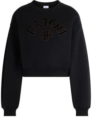 Patou Logo-Embroidered Cropped Sweatshirt - Black