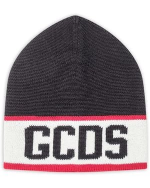 Gcds Logo Knit Beanie - Blue