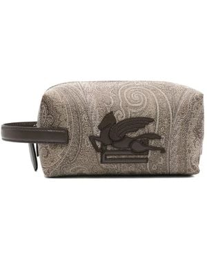 Etro Trousse Da Bagno Essential Con Motivo Paisley Jacquard - Grigio