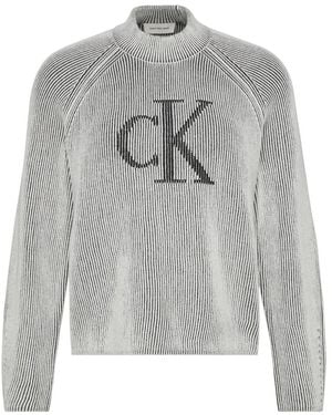 Calvin Klein Intarsien-Pullover Mit Raglanärmeln - Grau