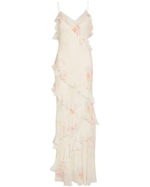 LoveShackFancy Rialto Floral-Print Ruffled Maxi Dress - White