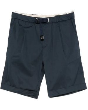 White Sand Belted Pleated Shorts - Blue