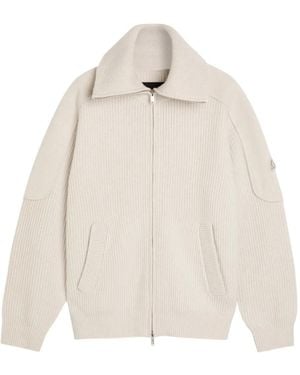 Moose Knuckles Zip Ribbed Cardigan - White