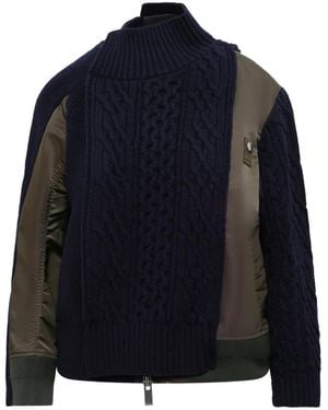 Sacai Cable-Knit Paneled Jacket - Blue