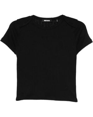 ROTATE BIRGER CHRISTENSEN Pointelle T-Shirt - Black