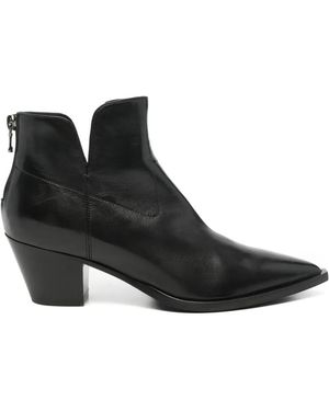 Mara Bini Bottines En Cuir À Bout Pointu - Noir