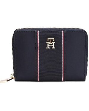 Tommy Hilfiger Striped-Detail Zip-Around Wallet - Blue