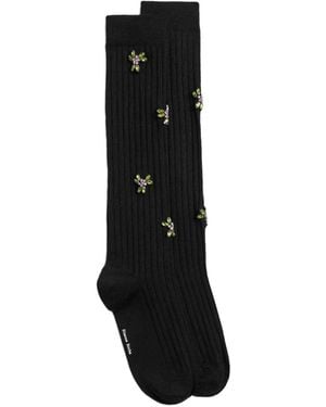 Simone Rocha Calcetines De Canalé Con Detalles - Negro