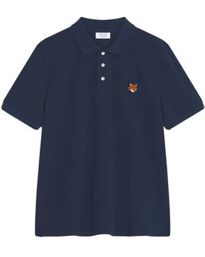 Maison Kitsuné Fox Head Polo Shirt - Blue