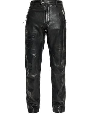 DSquared² X Ducati Zip Leather Trousers - Black