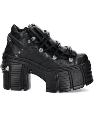 New Rock 120Mm M-Tm106-C2 Buckle-Strap Platform Boots - Black