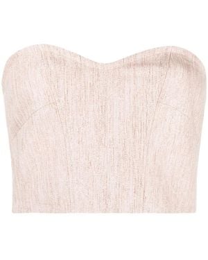 forte_forte Strapless Bustier Crop Top - Pink