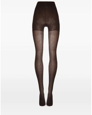 Wolford Jacquard Daisy-Pattern Tights - Brown