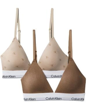 Calvin Klein Soutien-Gorge À Logo Imprimé Et Bonnets Triangulaires - White
