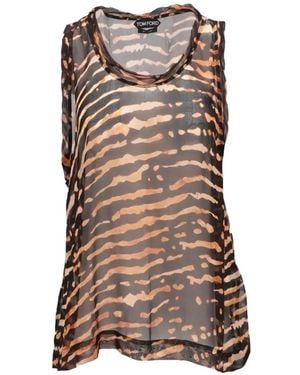 Tom Ford Tiger-Print Sleeveless Top - Brown