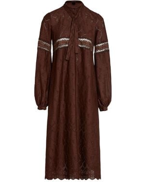Giambattista Valli Vestido midi con cuello lazado - Marrón