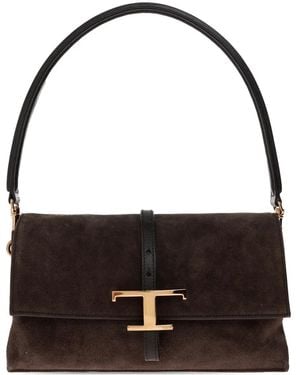 Tod's Mini T Timeless Suede Tote Bag - Black