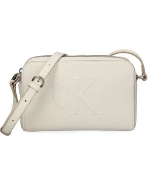 Calvin Klein Embossed Logo Cross-Body Bag - Natural