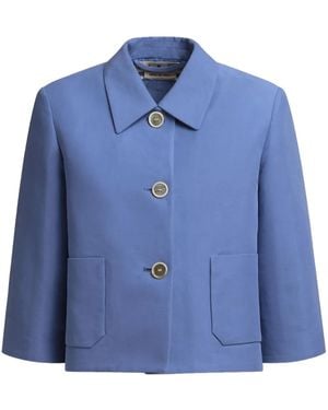 Marni Cotton Cropped Jacket - Blue
