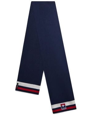 DSquared² Striped-Detail Scarf - Blue