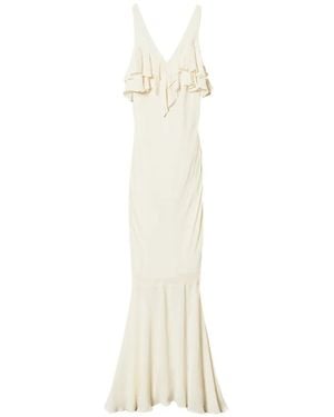 Twinset Ruffled Maxi Dress - White