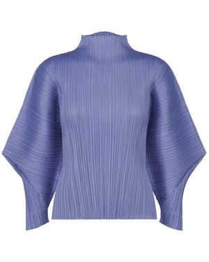 Pleats Please Issey Miyake Skyline Pleated Shirt - Blue