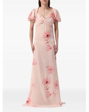 Mar De Margaritas Floral-Print Puff-Sleeve Maxi Dress - Pink