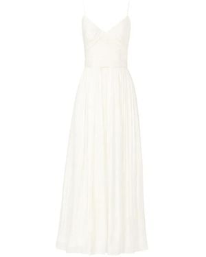 Costarellos Fayla Draped Pleated Maxi Dress - White
