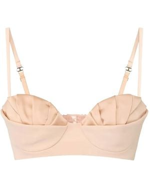 Elisabetta Franchi Pleated Bra - Natural