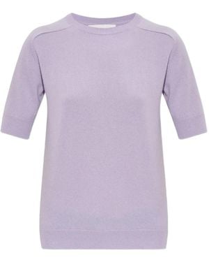 Lisa Yang Short-Sleeve Cashmere T-Shirt - Purple