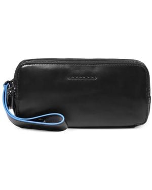 Piquadro Removable Dividers Leather Clutch Bag - Black