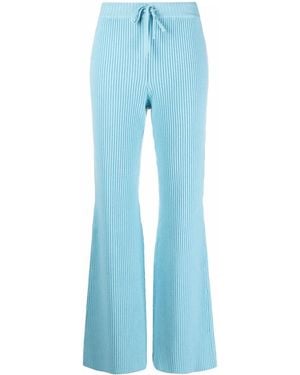 Alberta Ferretti Ribbed Knit Flared Trousers - Blue