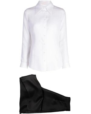 Saiid Kobeisy Mikado Piqué Trousers Set - White