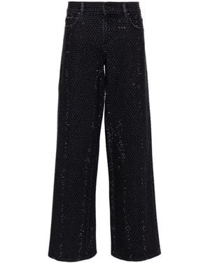 Alice + Olivia Crystal Embellishment Wide-Leg Jeans - Blue