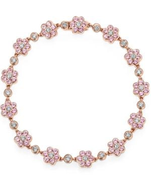 Anita Ko Kleine Flora Armband Met Saffier En Diamant - Roze