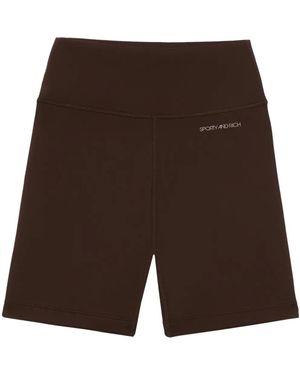 Sporty & Rich Logo-Print Biker Shorts - Brown