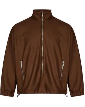 Song For The Mute Half-Zip Drawstring-Hem Pullover Jacket - Brown