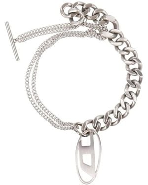 DIESEL Bracciale A Catena Con Logo D - Metallizzato