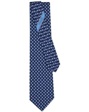 Ferragamo Corbata De Seda Con Pez Estampado - Azul