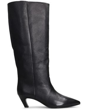 Ash Pointed Toe Mid-Calf Boots Ankle Boots - Black