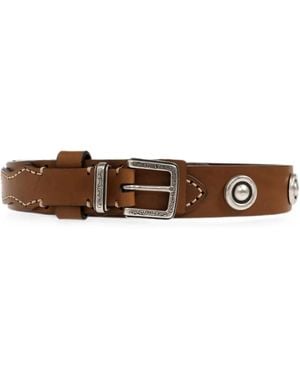 Etro Stud-Embellished Leather Belt - White