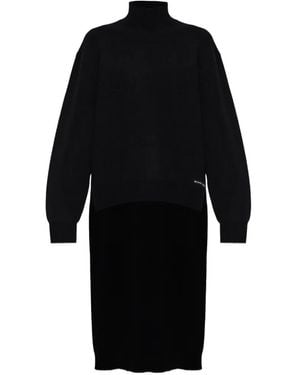 Alexander Wang Asymmetric-Cut Logo-Patch Sweater - Black