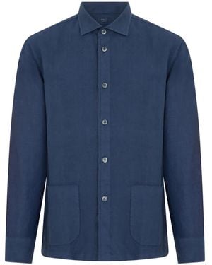 Fedeli Linen Patch-Pocket Shirt - Blue