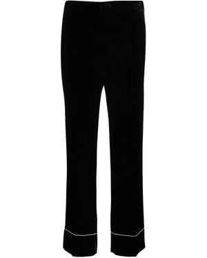 N°21 Pantalones Rectos Con Ribete En Contraste - Negro
