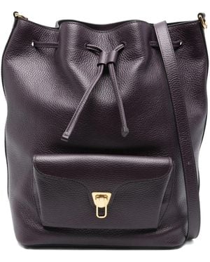 Coccinelle Large Beat Generation Drawstring Leather Bucket Bag - Black