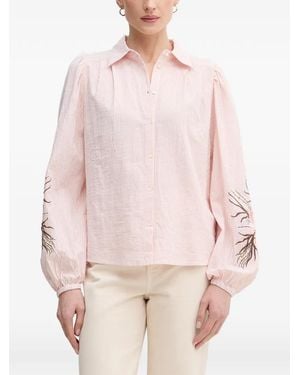Mos Mosh Striped Embroidered Shirt - Pink