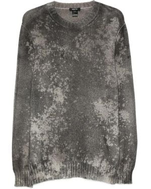Avant Toi Distressed-Effect Ribbed-Knit Jumper - Grey