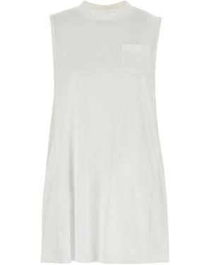 Sacai Pleated Mini Dress - White