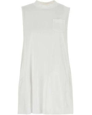 Sacai Abito Corto Plissettato - Bianco