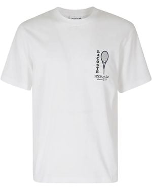 Lacoste Printed Embroidery-Accent Cotton-Jersey T-Shirt - White